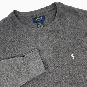 Polo Ralph Lauren XXL Waffle Knit Long Sleeve Shirt Charcoal Gray Pony Logo 2XL